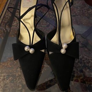 Anne Klein Black Heels with Strap Heel NWT